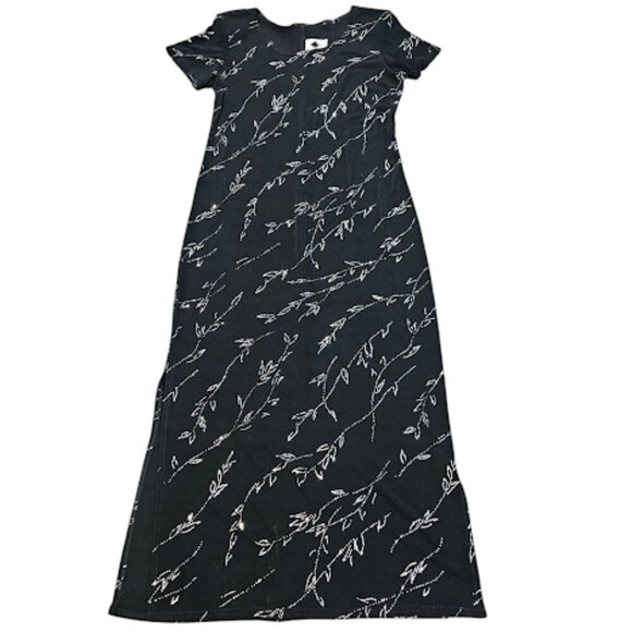 California Concepts Vintage Women 6 Black Y2K 90s Sparkle Side Slits Maxi Dress - Picture 1 of 12